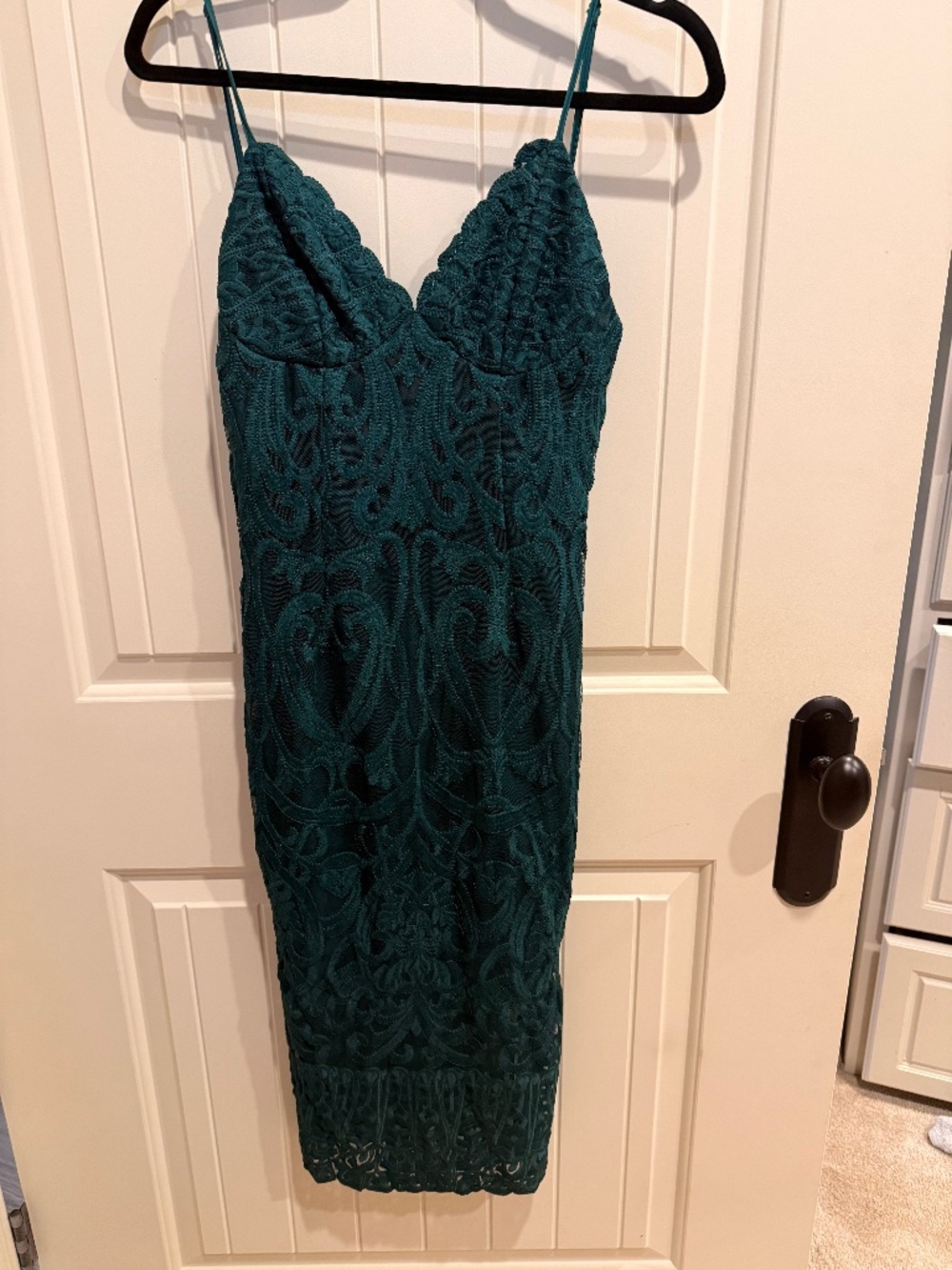 Bardot Lace Emerald Midi Dress